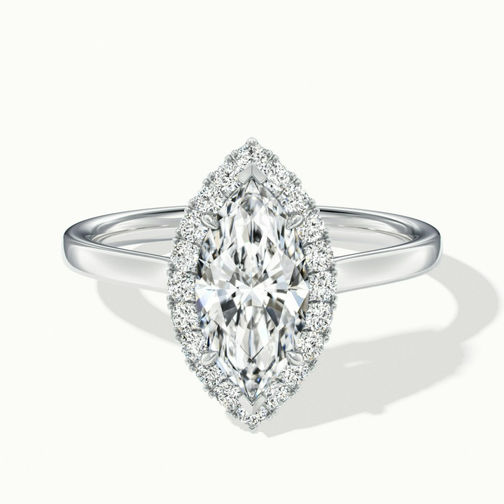 Anaya 1.5 Carat Marquise Halo Lab Grown Diamond Ring in 10k White Gold