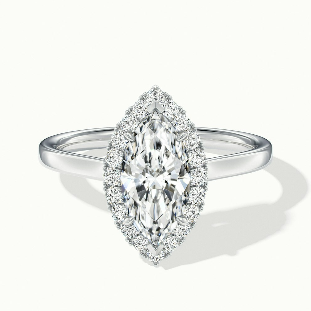 Anaya 2.5 Carat Marquise Halo Lab Grown Diamond Ring in 14k White Gold