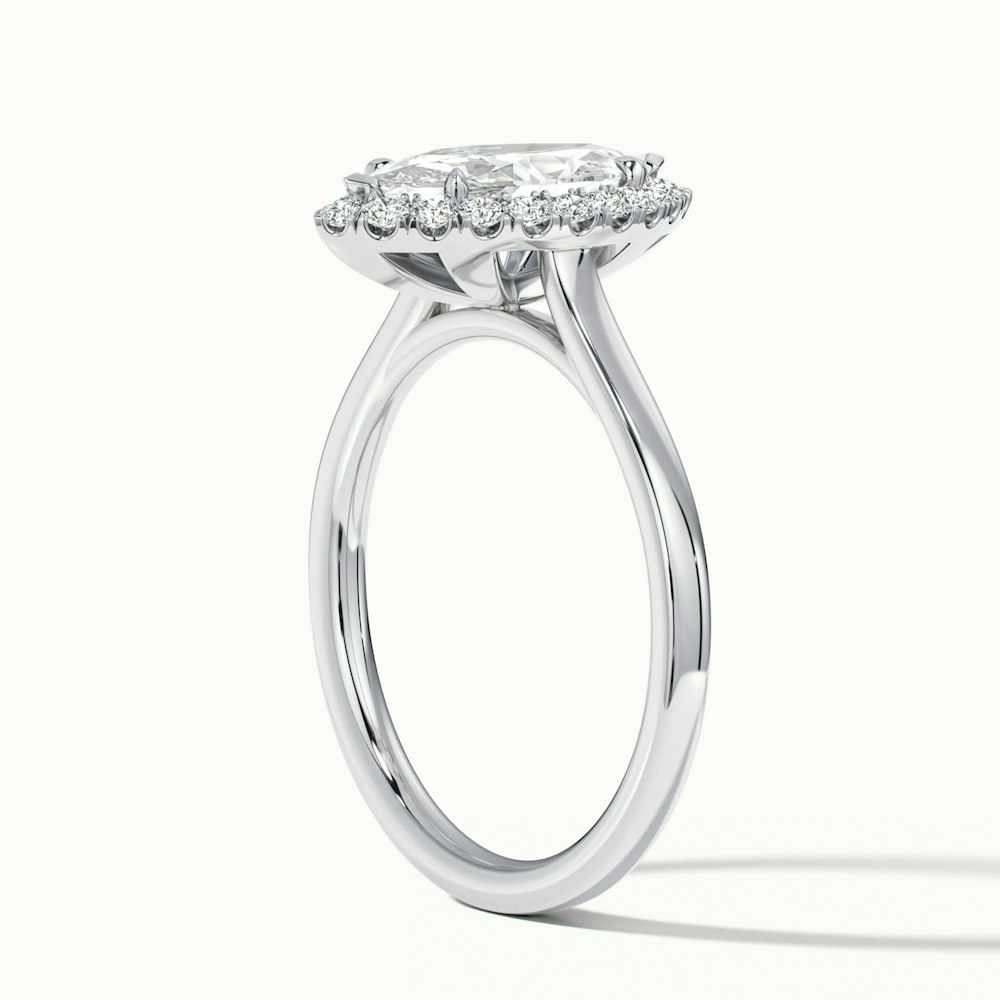 Lena 5.5 Carat Marquise Halo Moissanite Engagement Ring in 14k White Gold