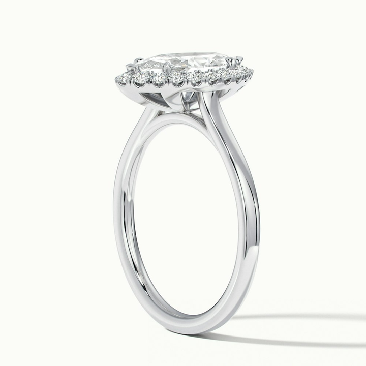 Lena 2 Carat Marquise Halo Moissanite Engagement Ring in 10k White Gold