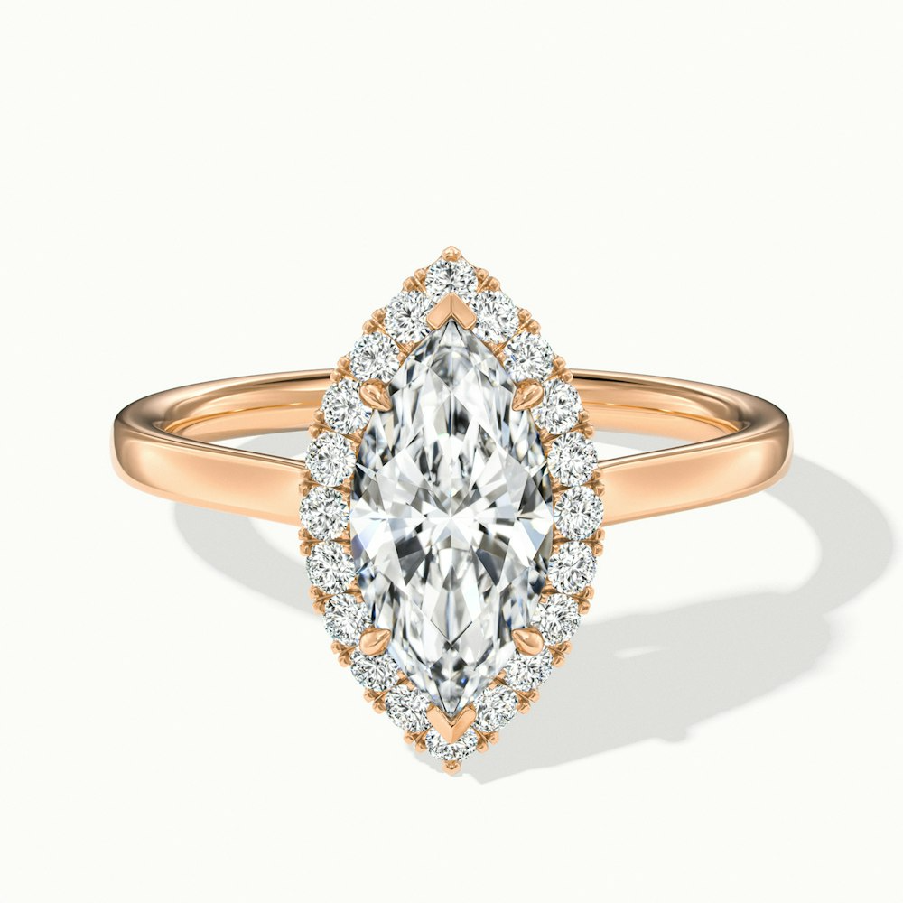 Bria 8 Carat Marquise Halo Moissanite Engagement Ring in 14k Rose Gold