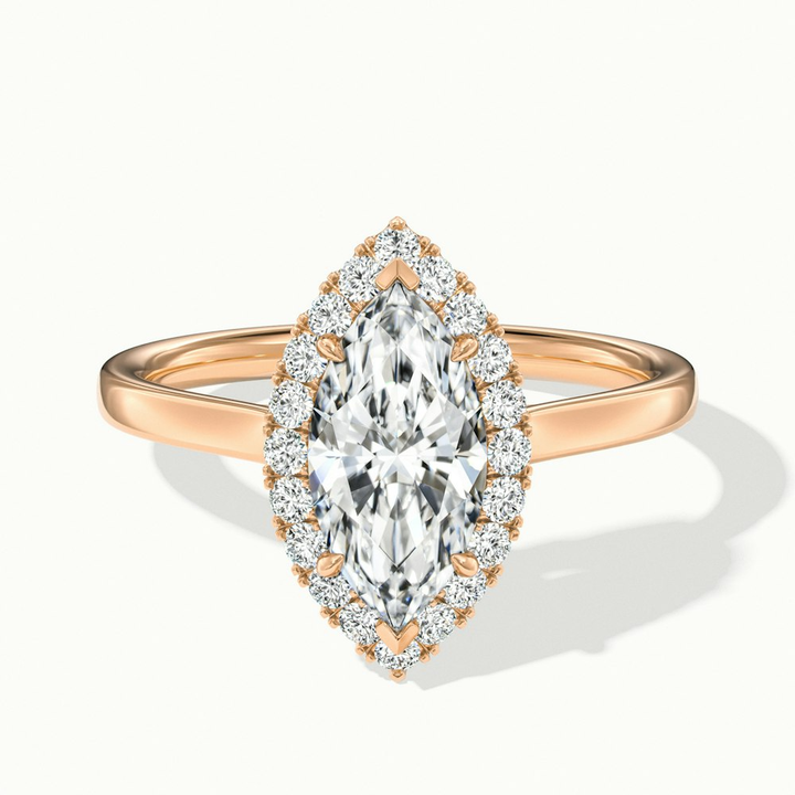 Lena 1 Carat Marquise Halo Moissanite Engagement Ring in 10k Rose Gold
