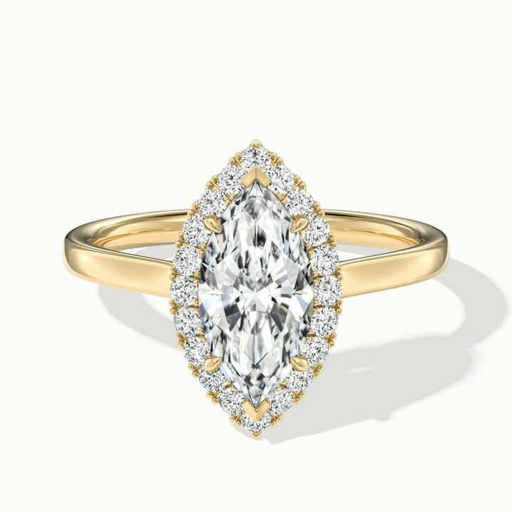 Anaya 2.5 Carat Marquise Halo Lab Grown Diamond Ring in 10k Yellow Gold