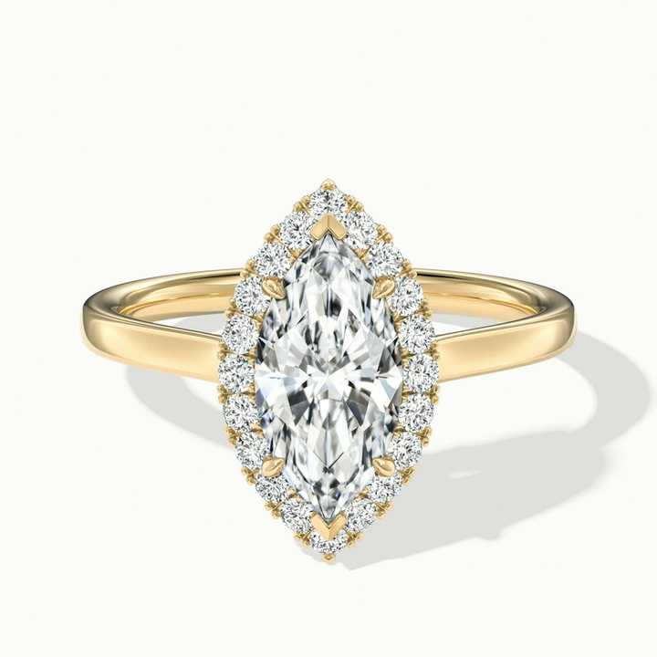Lena 1.5 Carat Marquise Halo Moissanite Engagement Ring in 10k Yellow Gold