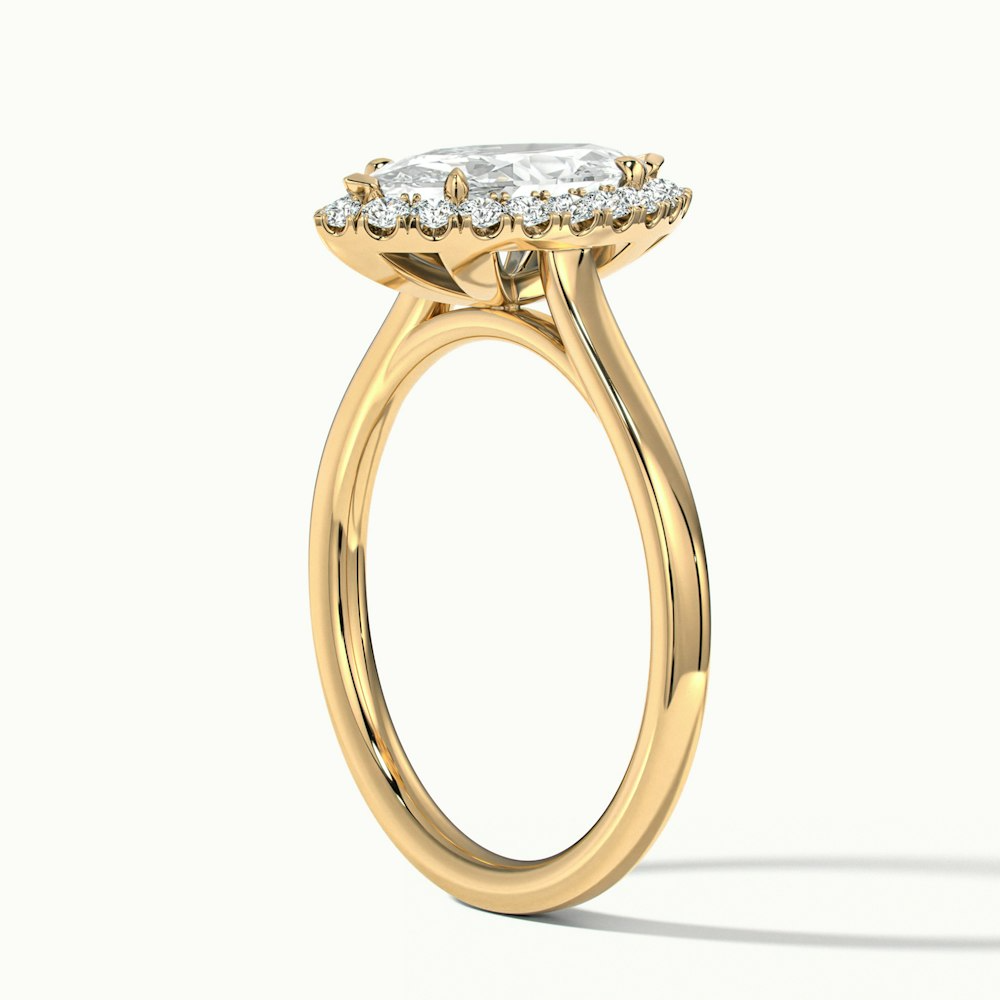 Bria 10 Carat Marquise Halo Moissanite Engagement Ring in 18k Yellow Gold