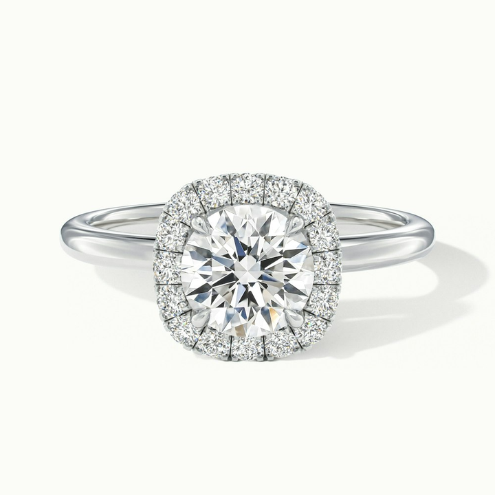 Anya 2 Carat Round Cut Halo Moissanite Engagement Ring in 18k White Gold