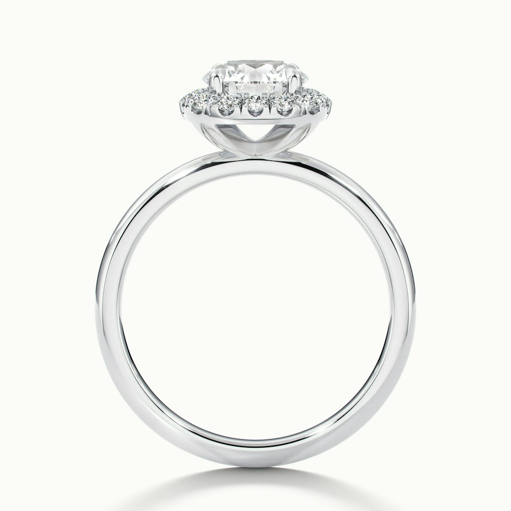 Anya 3 Carat Round Cut Halo Moissanite Engagement Ring in 18k White Gold