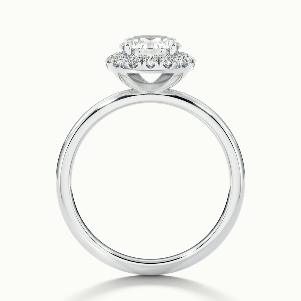 Anya 1 Carat Round Cut Halo Moissanite Engagement Ring in 14k White Gold