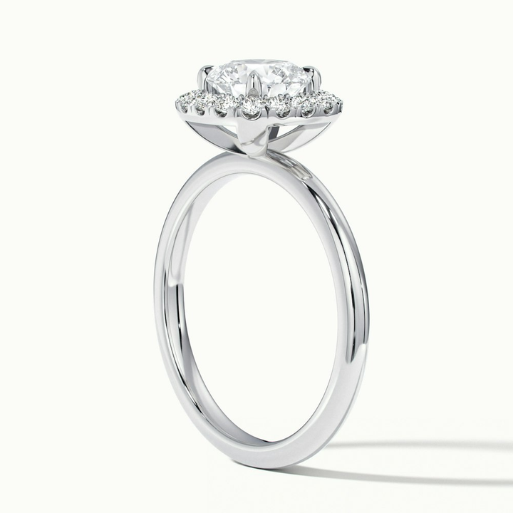 Anya 4 Carat Round Cut Halo Moissanite Engagement Ring in 14k White Gold
