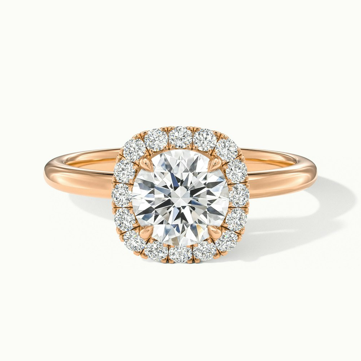 Angel 2.5 Carat Round Cut Halo Lab Grown Diamond Ring in 10k Rose Gold