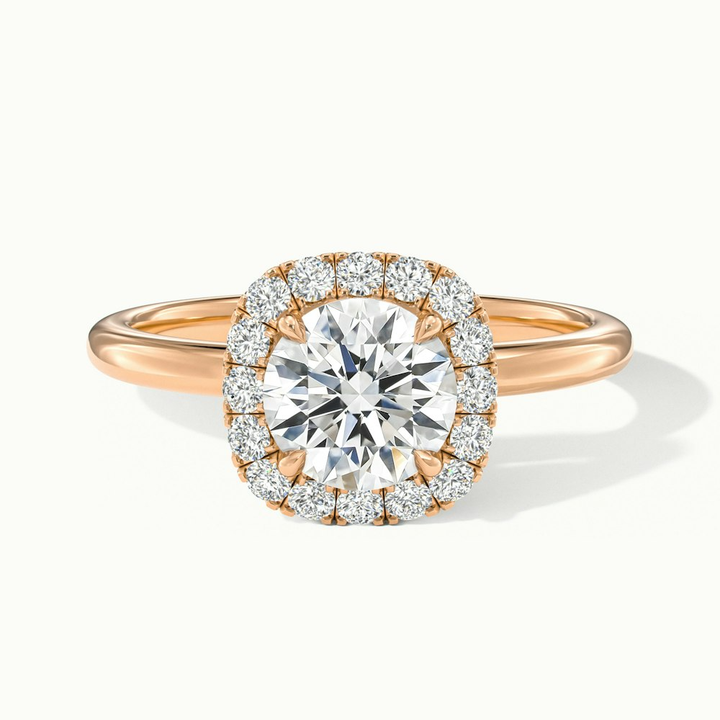Anya 1 Carat Round Cut Halo Moissanite Engagement Ring in 18k Rose Gold