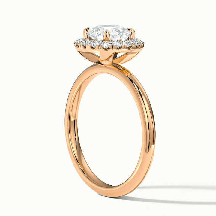 Angel 1.5 Carat Round Cut Halo Lab Grown Diamond Ring in 10k Rose Gold