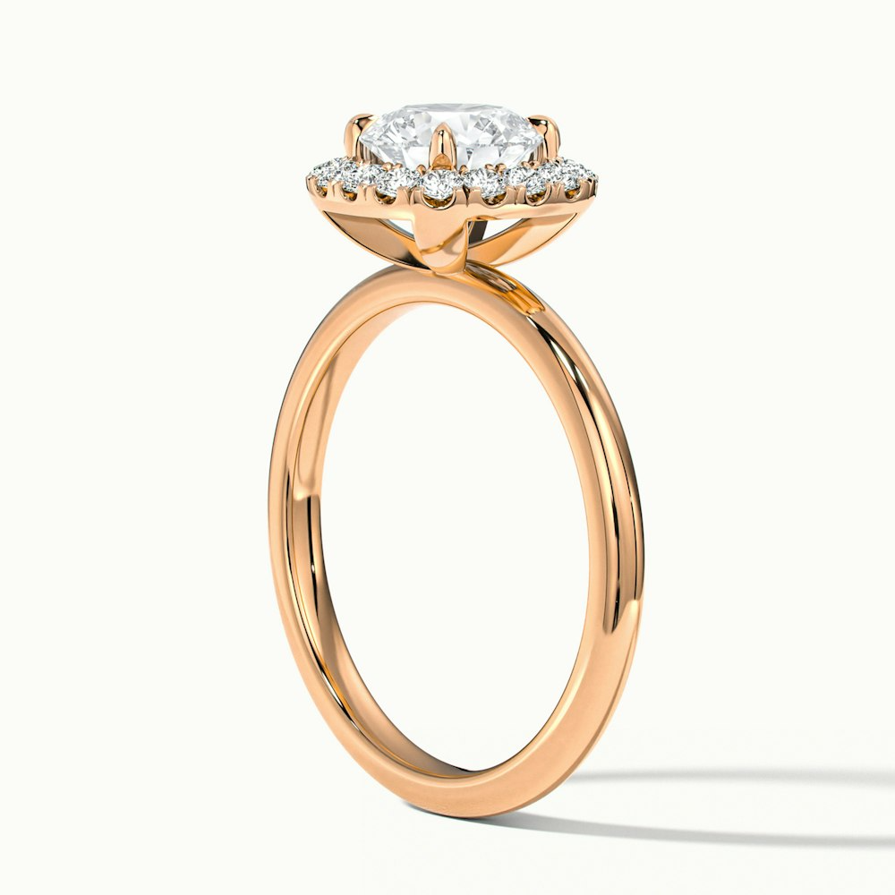 Angel 1 Carat Round Cut Halo Lab Grown Diamond Ring in 18k Rose Gold