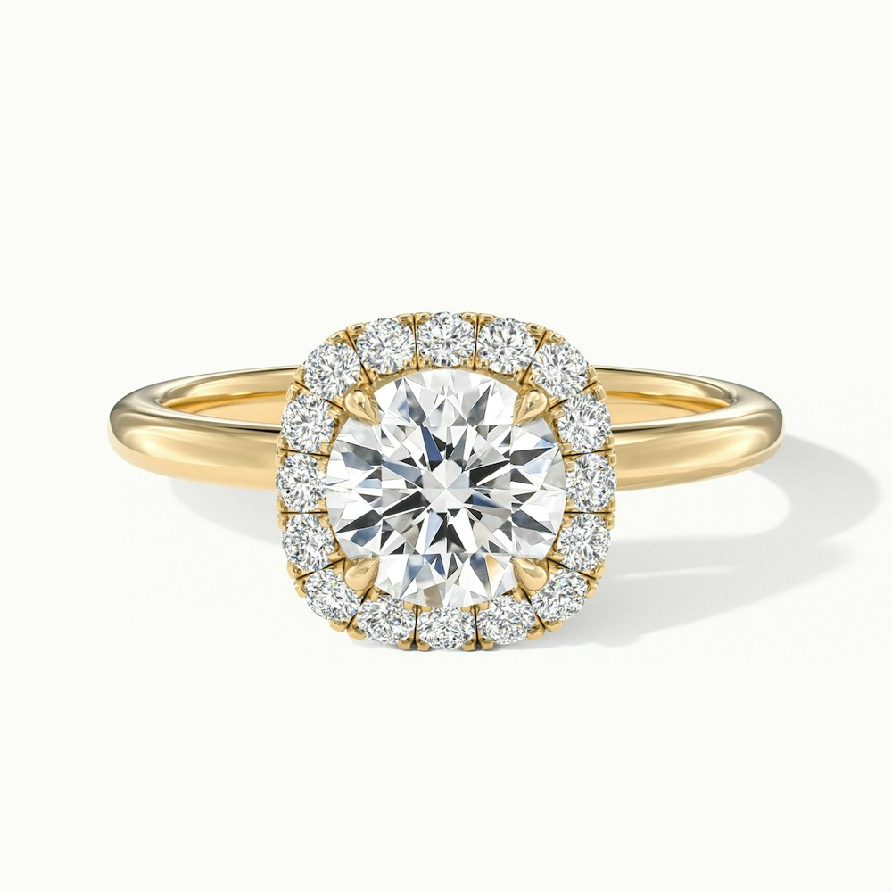 Anya 4 Carat Round Cut Halo Moissanite Engagement Ring in 18k Yellow Gold