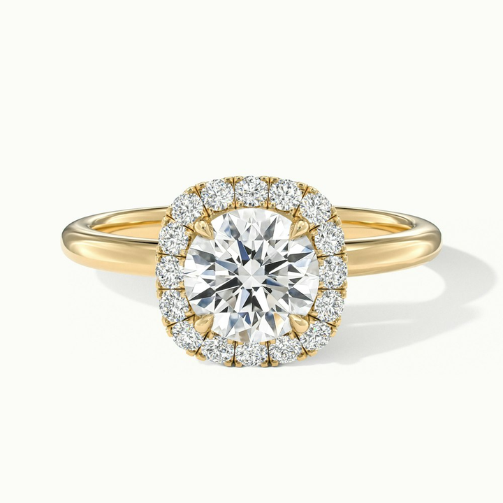 Angel 2 Carat Round Cut Halo Lab Grown Diamond Ring in 18k Yellow Gold