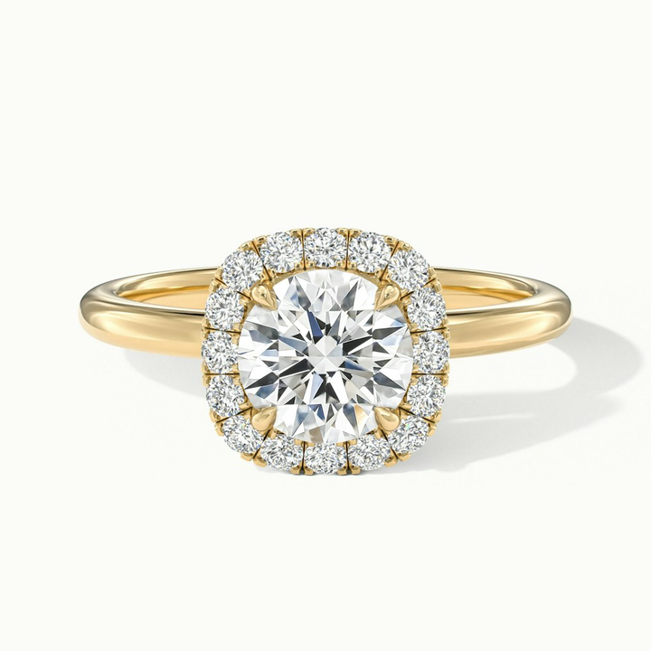 Anya 2 Carat Round Cut Halo Moissanite Engagement Ring in 10k Yellow Gold