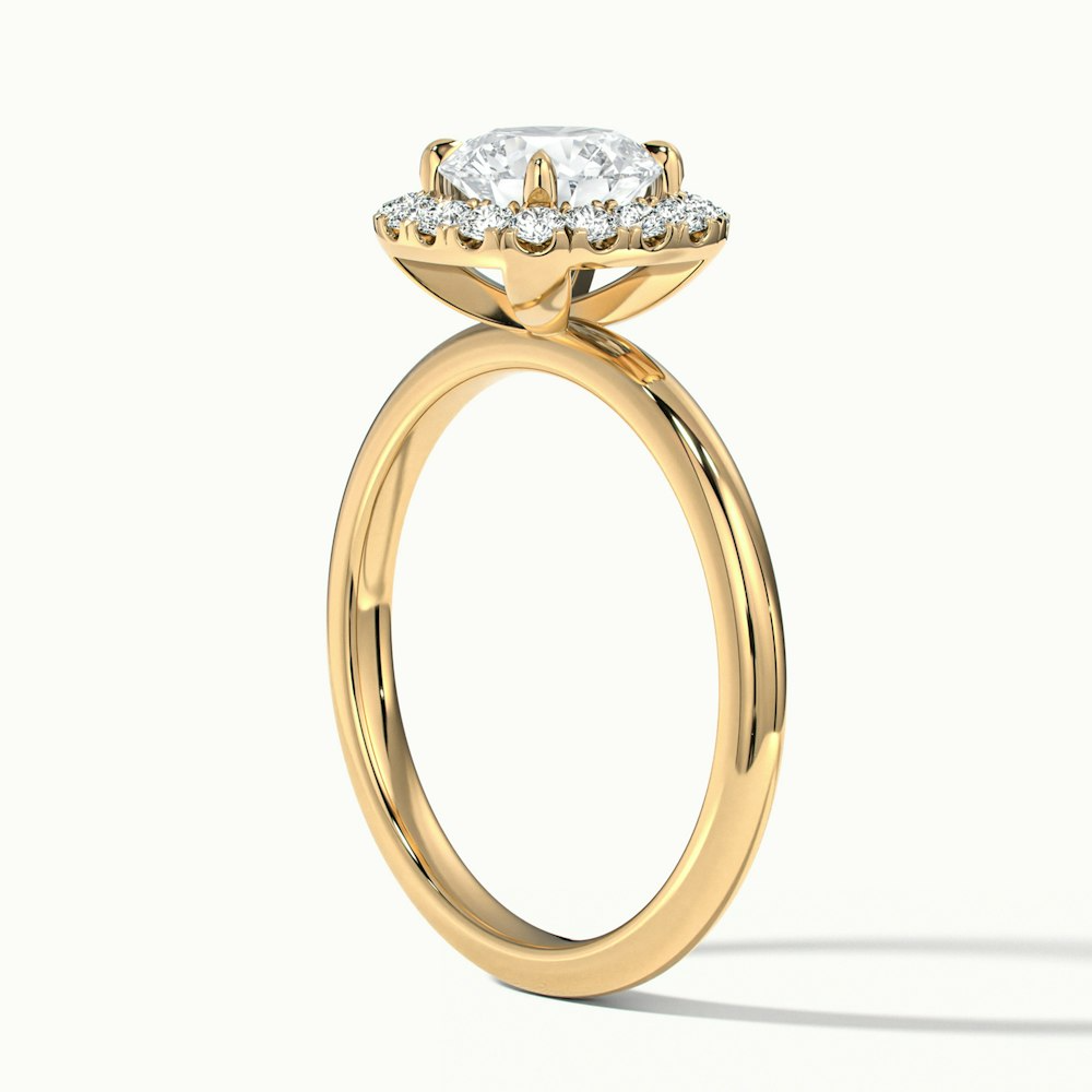 Anya 5.5 Carat Round Cut Halo Moissanite Engagement Ring in 18k Yellow Gold