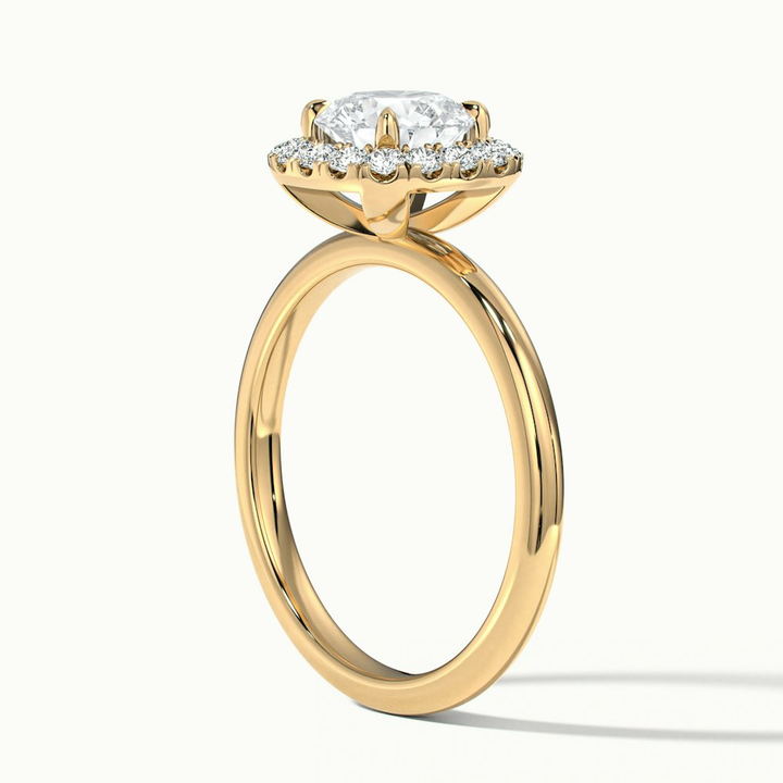 Anya 5.5 Carat Round Cut Halo Moissanite Engagement Ring in 18k Yellow Gold