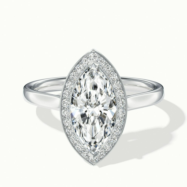 Carla 4.5 Carat Marquise Halo Lab Grown Diamond Ring in 18k White Gold