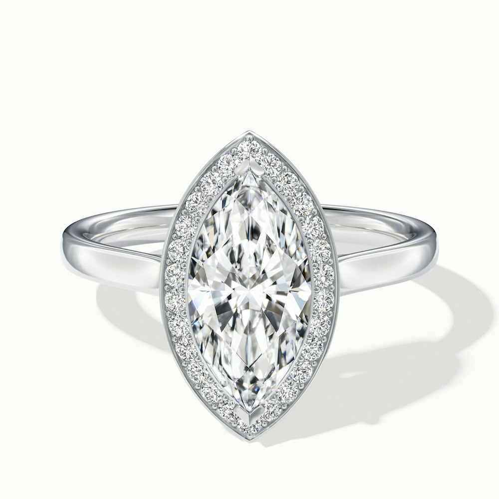 Carla 4.5 Carat Marquise Halo Lab Grown Diamond Ring in Platinum