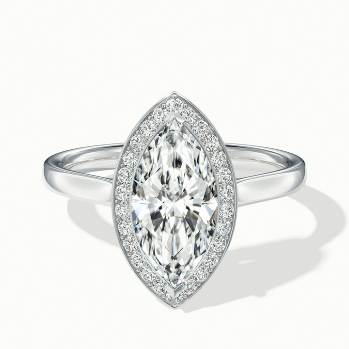 Carla 1 Carat Marquise Halo Lab Grown Diamond Ring in 18k White Gold