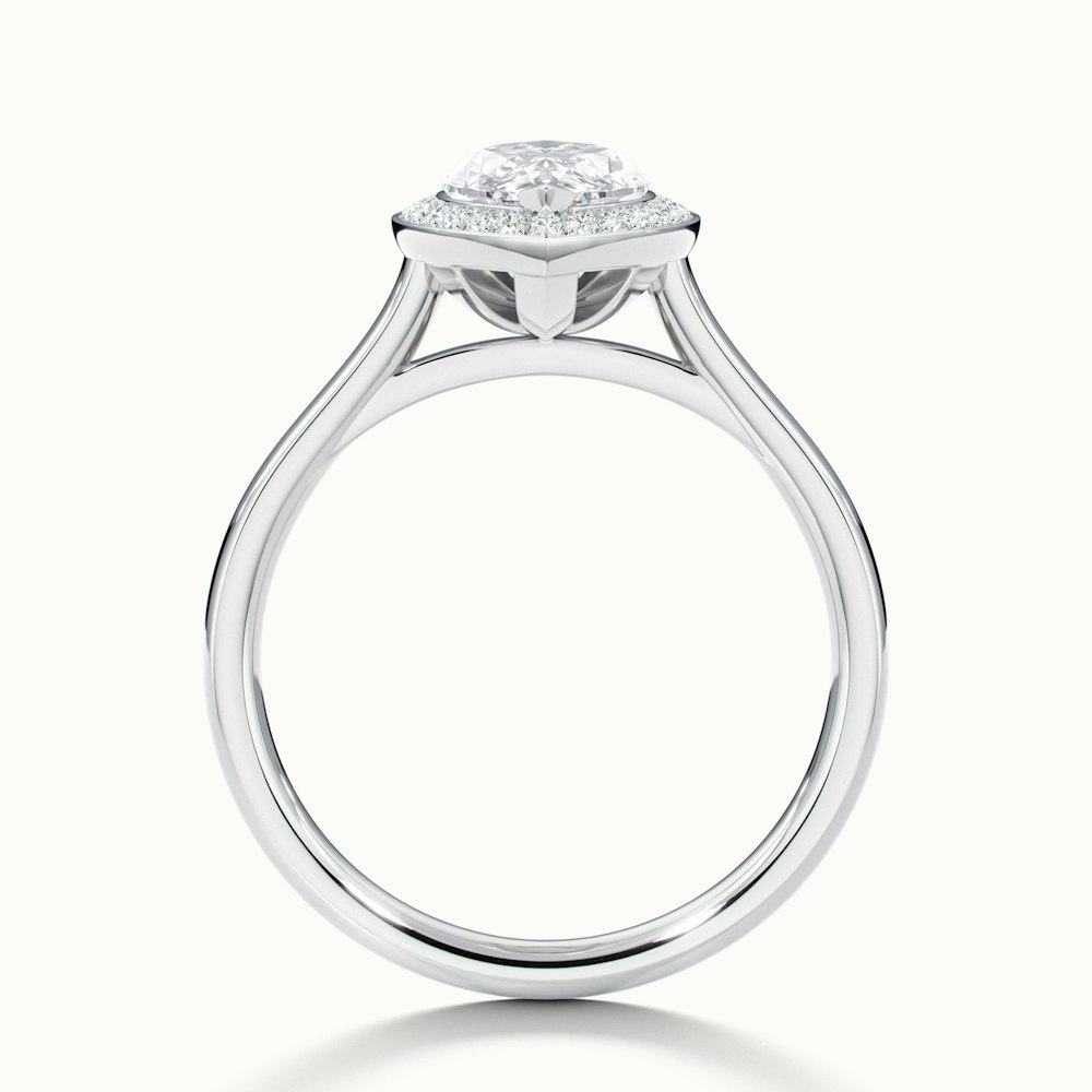 Sky 2 Carat Marquise Halo Moissanite Engagement Ring in 18k White Gold