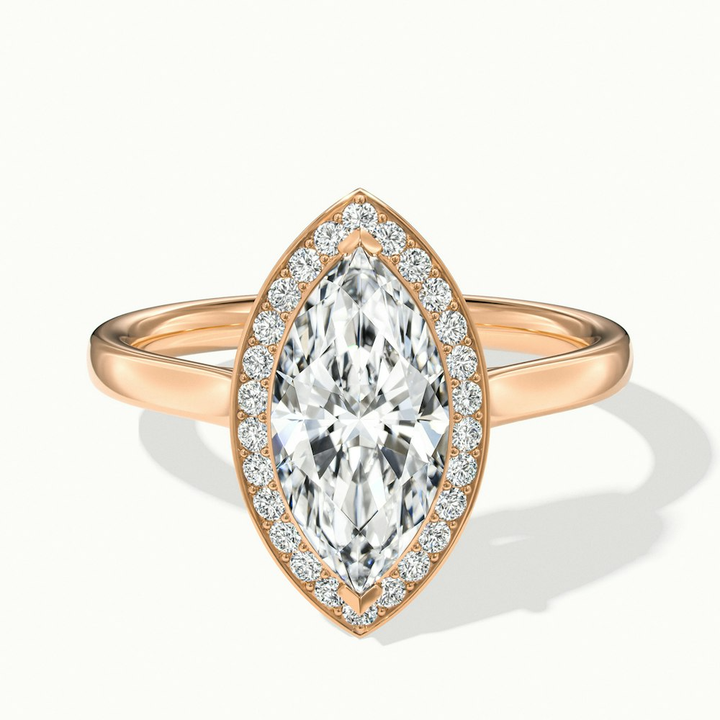 Sky 2.5 Carat Marquise Halo Moissanite Engagement Ring in 10k Rose Gold