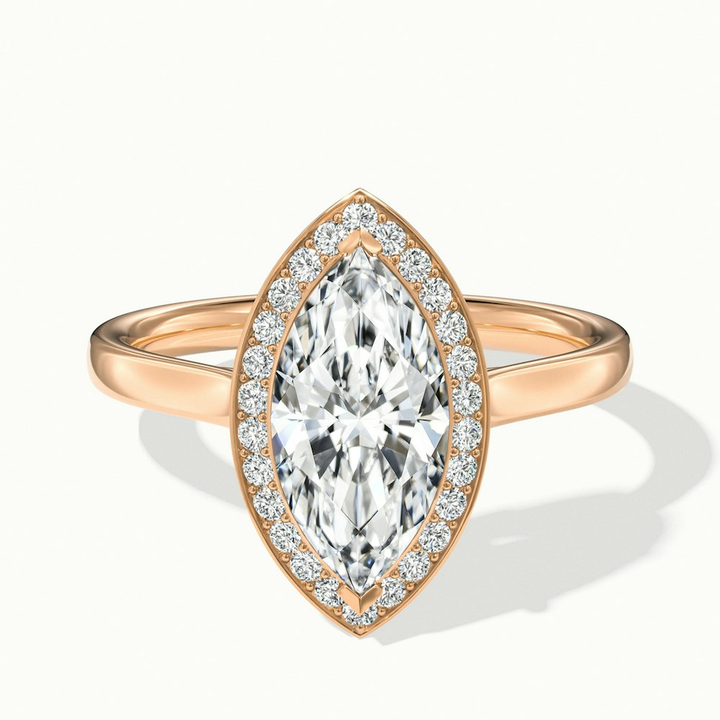 Sky 1.5 Carat Marquise Halo Moissanite Engagement Ring in 10k Rose Gold