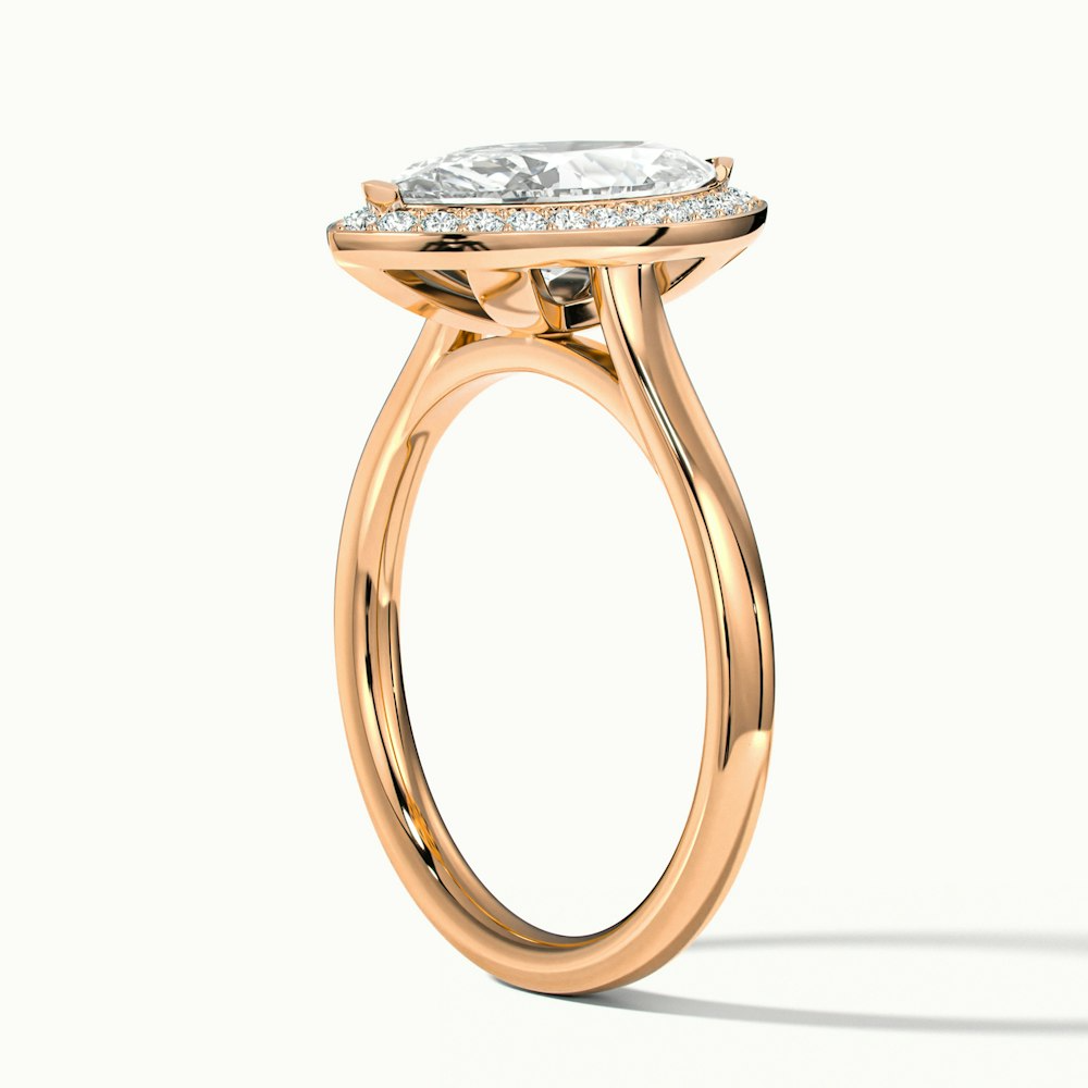 Sky 2.5 Carat Marquise Halo Moissanite Engagement Ring in 18k Rose Gold