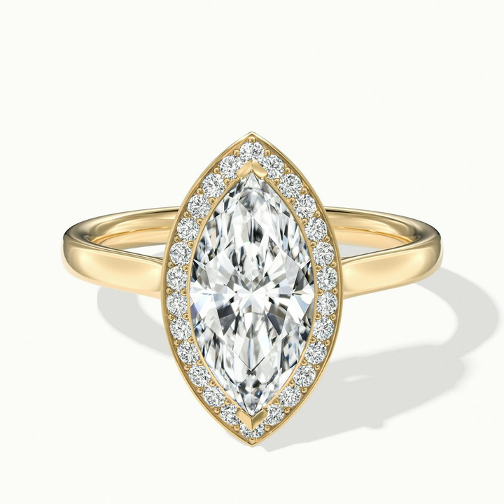 Carla 5 Carat Marquise Halo Lab Grown Diamond Ring in 10k Yellow Gold