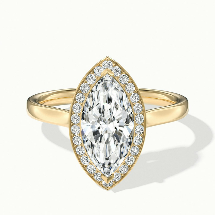 Carla 2 Carat Marquise Halo Lab Grown Diamond Ring in 10k Yellow Gold