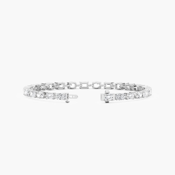 Stella Emerald And Oval Cut Lab Grown Diamond Tennis Bracelet