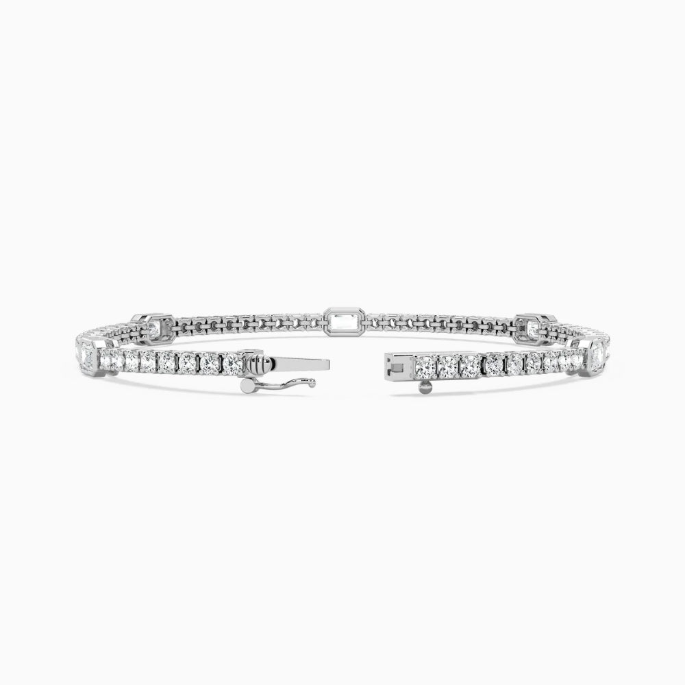 Ivory Emerald And Round Cut Lab Grown Diamond Tennis Bracelet
