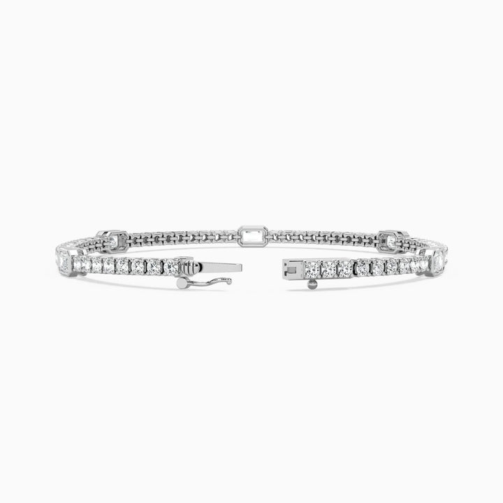 Ivory Emerald And Round Cut Lab Grown Diamond Tennis Bracelet
