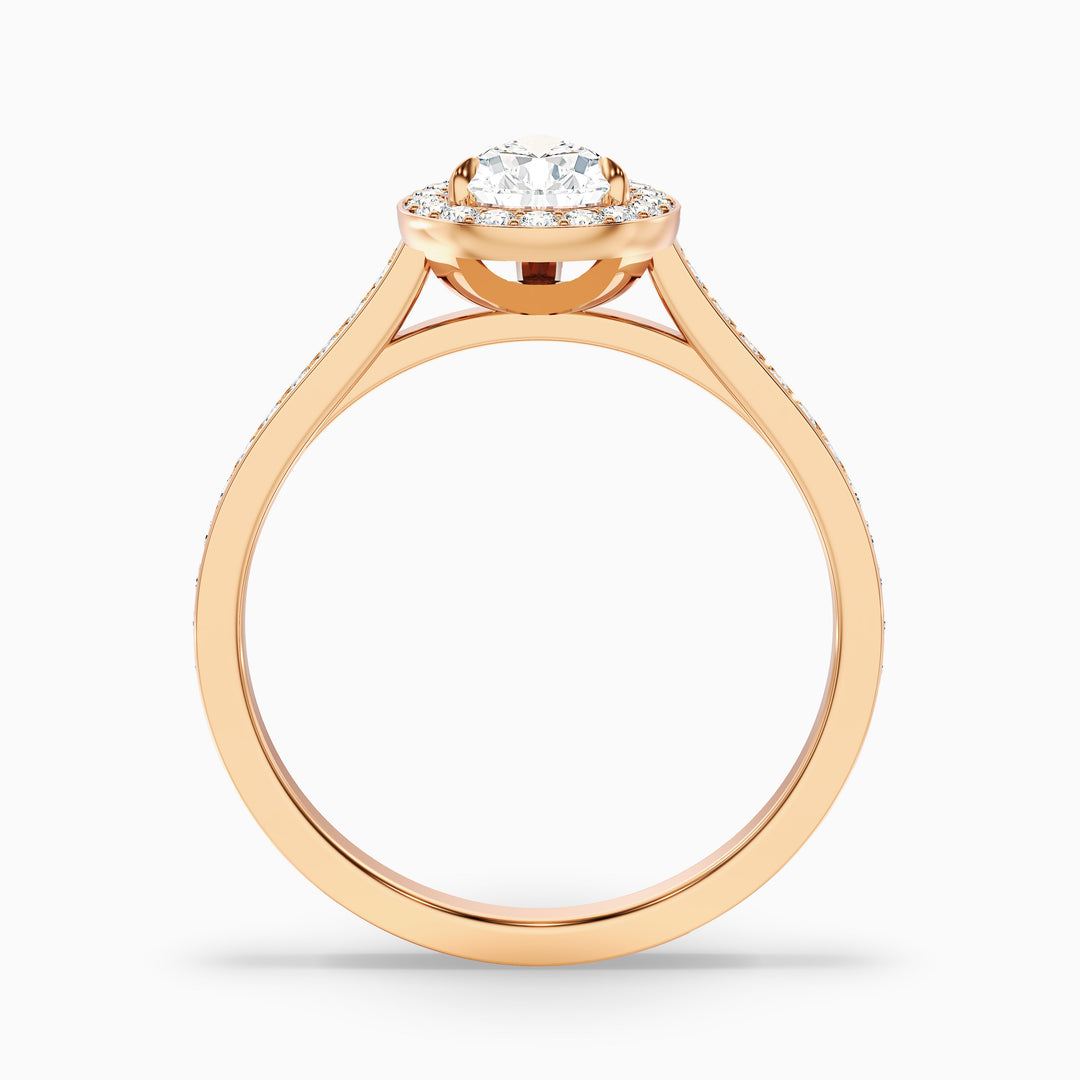 Elena 4 Carat Pear Halo Pave Moissanite Diamond Ring - Side View