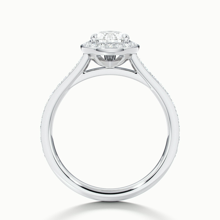 Lora 6 Carat Pear Halo Pave Moissanite Engagement Ring in 10k White Gold