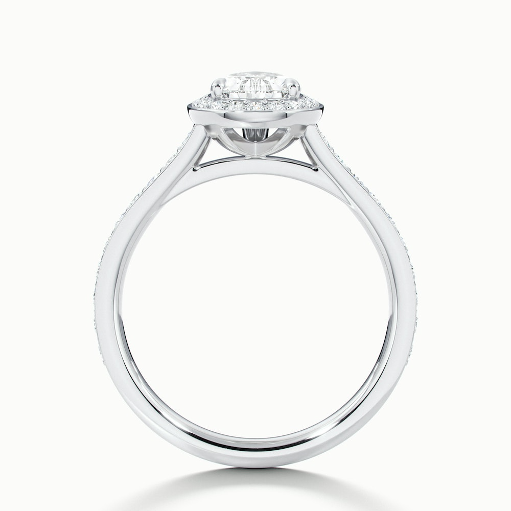 Zara 2.5 Carat Pear Halo Pave Lab Grown Engagement Ring in 18k White Gold