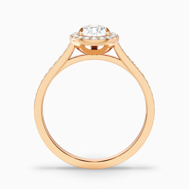 Elena 2 Carat Pear Halo Pave Moissanite Diamond Ring - Side View