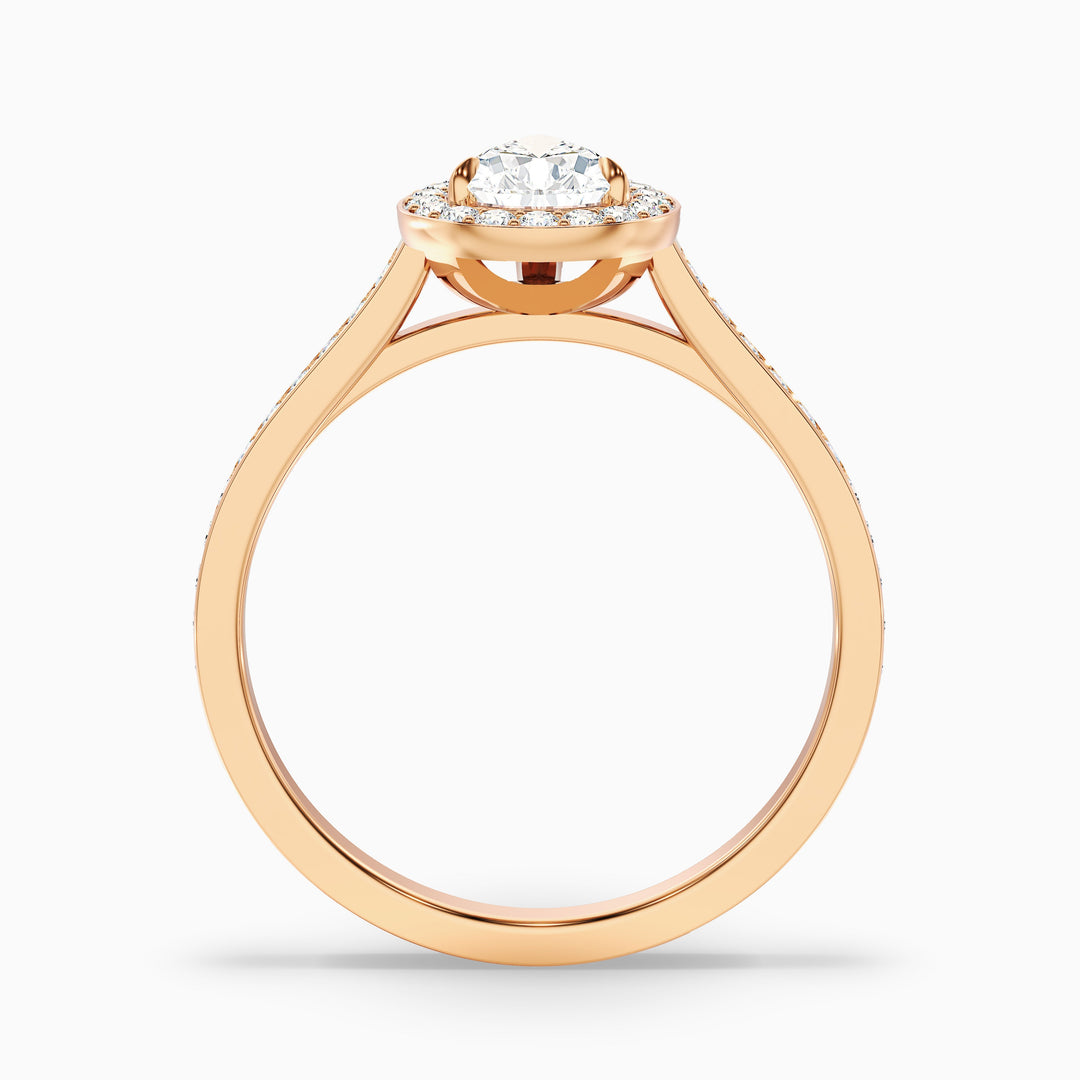 Elena 2.5 Carat Pear Halo Pave Moissanite Diamond Ring - Side View