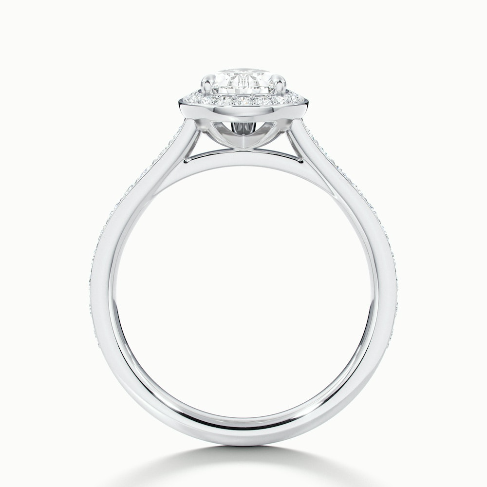 Elena 2 Carat Pear Halo Pave Moissanite Diamond Ring in 10k White Gold