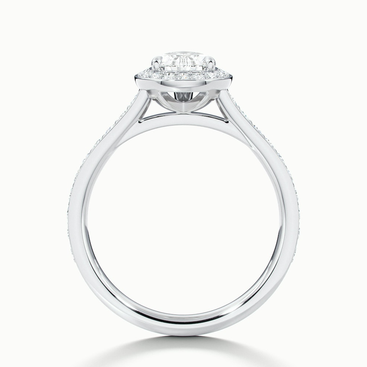Zara 5 Carat Pear Halo Pave Lab Grown Engagement Ring in 10k White Gold
