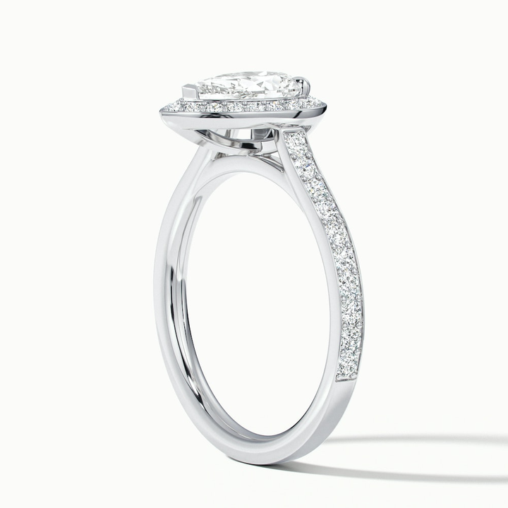 Zara 2 Carat Pear Halo Pave Lab Grown Engagement Ring in Platinum