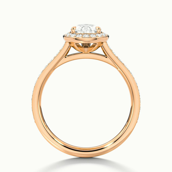 Elena 5 Carat Pear Halo Pave Moissanite Diamond Ring in 14k Rose Gold