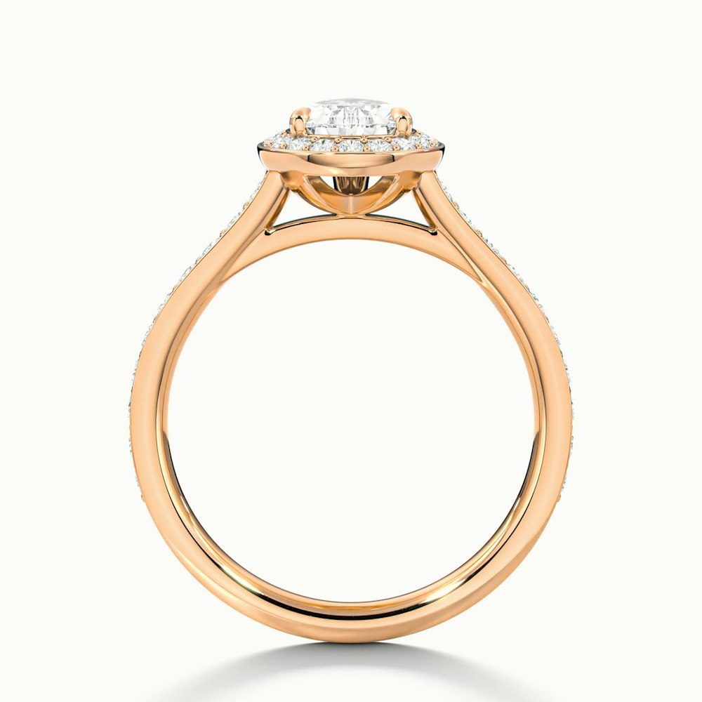 Zara 1 Carat Pear Halo Pave Lab Grown Engagement Ring in 18k Rose Gold
