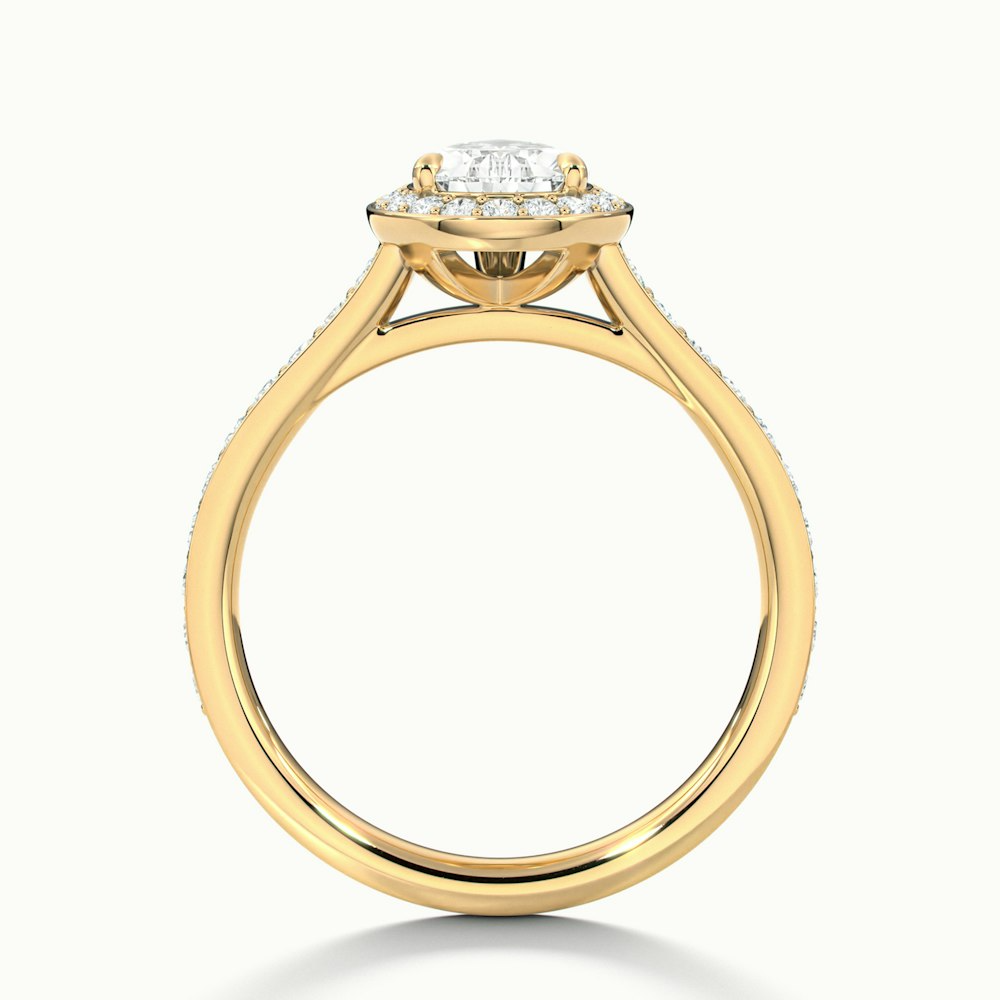 Elena 2.5 Carat Pear Halo Pave Moissanite Diamond Ring in 10k Yellow Gold