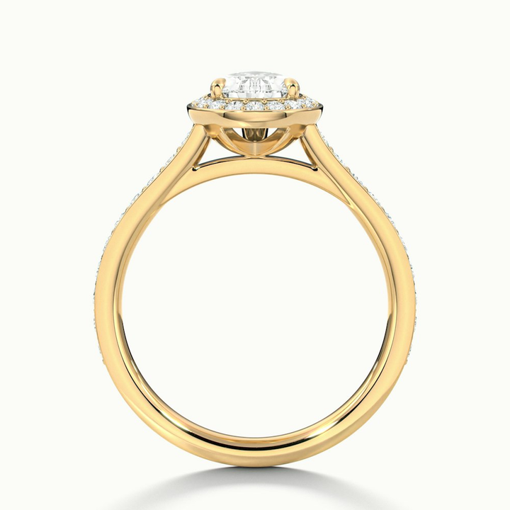 Zara 2.5 Carat Pear Halo Pave Lab Grown Engagement Ring in 10k Yellow Gold