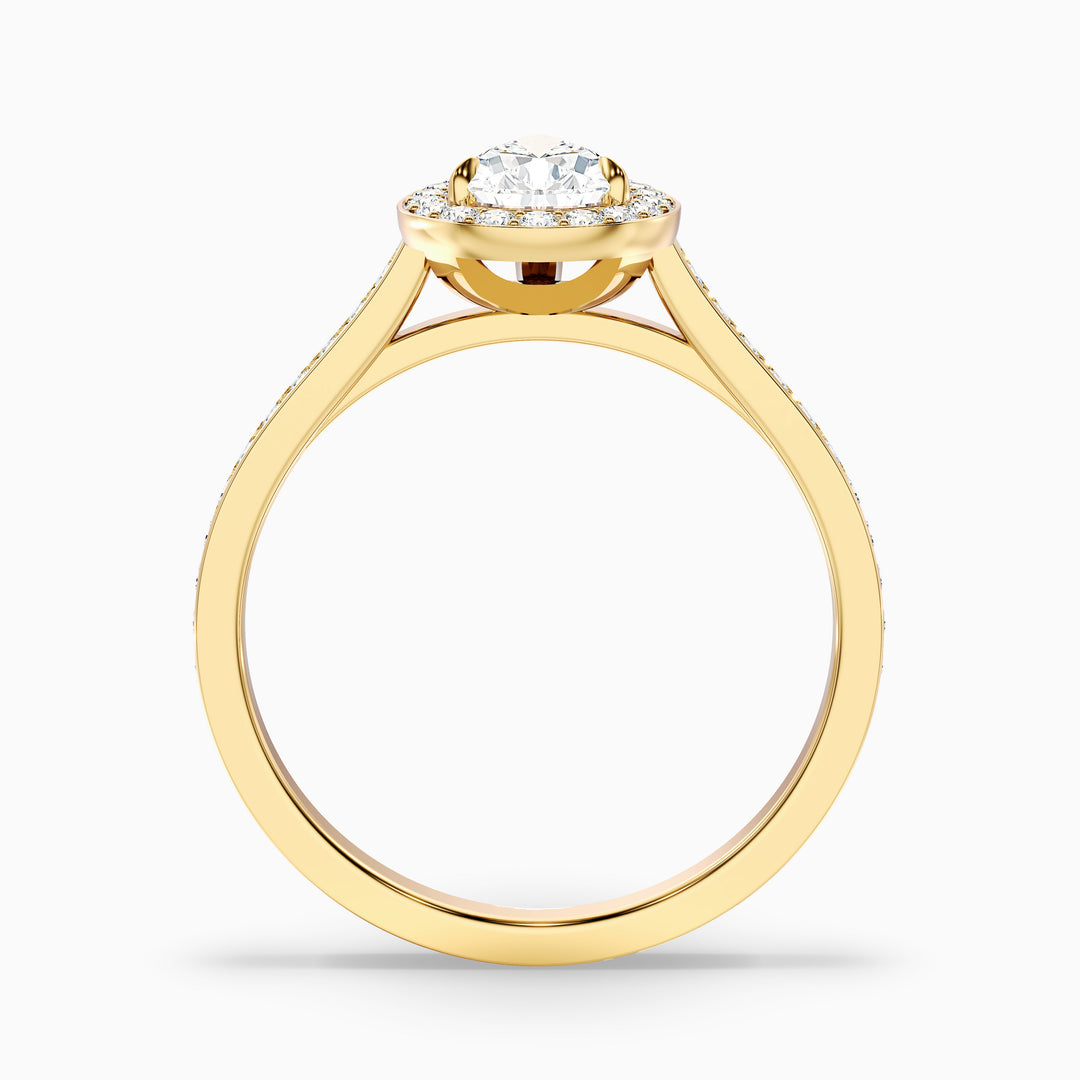 Elena 1.5 Carat Pear Halo Pave Moissanite Diamond Ring - Side View