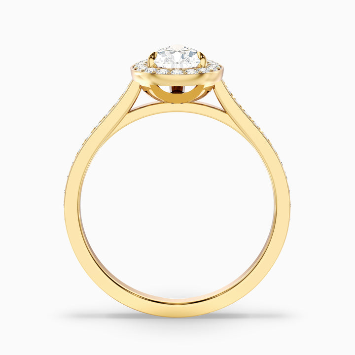 Elena 2.5 Carat Pear Halo Pave Moissanite Diamond Ring - Side View