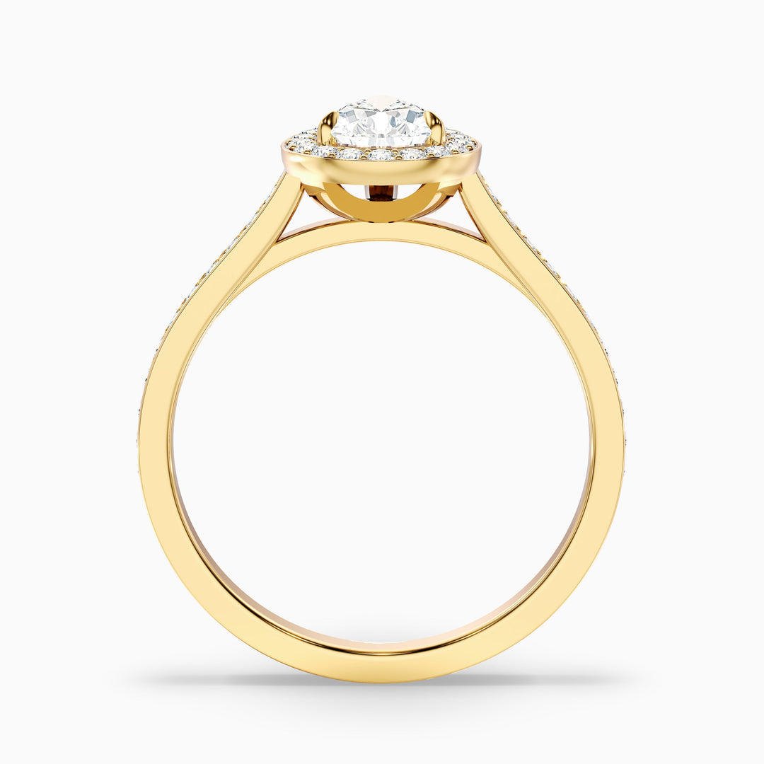 Zara 2.5 Carat Pear Halo Pave Lab Grown Engagement Ring in Platinum - Side View