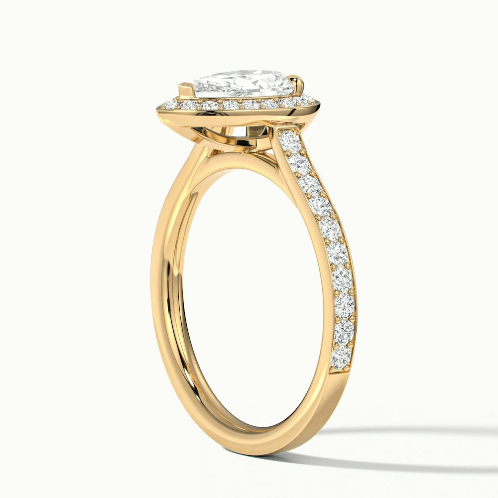 Lora 10 Carat Pear Halo Pave Moissanite Engagement Ring in 10k Yellow Gold